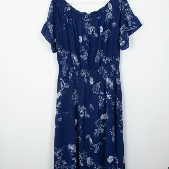 City Chic Womens Floral Off The Shoulder Smocked Maxi Dress Size S/16 Boho - Picture 1 of 10